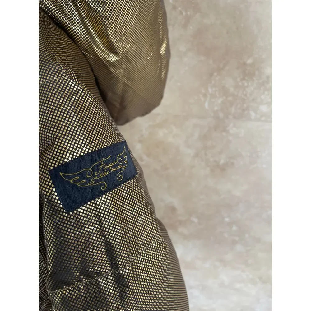 Finger In The Nose Girls Jacket 5XL 16Y Snowdance Down Reversible Ash Black Gold